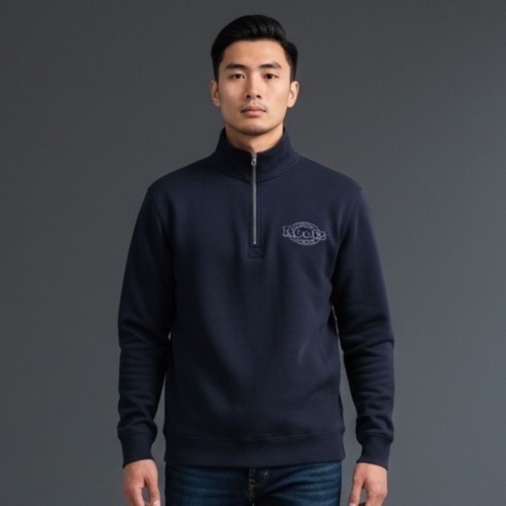 Roots Canada Athletics Navy Blue Quarter Zip Sweatshirt Men's XS TP